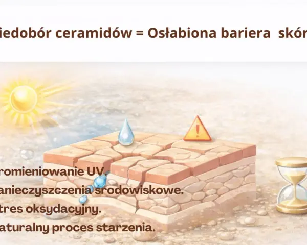 Pelle secca e screpolata, con raggi UV e invecchiamento. La carenza di ceramide NP indebolisce la barriera cutanea.