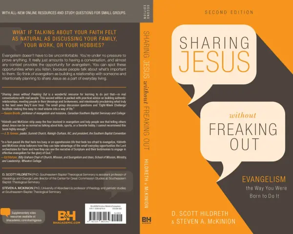 Book cover: "Sharing Jesus without Freaking Out" by Hildreth & McKInion. Explains evangelism as natural conversations.