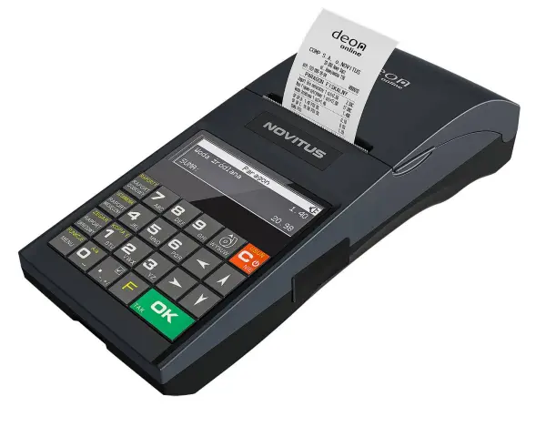 Kasa fiskalna Novitus z wydrukowanym paragonem. Dowiedz się, jak wydrukować kopię paragonu z kasy fiskalnej Novitus.