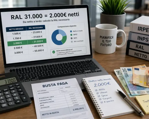 Calcolo RAL per magazziniere Bartolini: 31.000€ lordi per 2.000€ netti mensili. Spese e risparmio in vista.