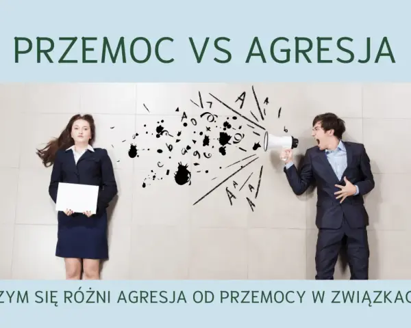 Mężczyzna krzyczy do megafonu, a kobieta leży obok. Czy krzyk to agresja? Obraz ilustruje różnicę między agresją a przemocą.