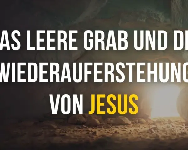 Das leere Grab und die Auferstehung von Jesus, wie in Johannes 20 beschrieben. Ein Lichtstrahl erhellt den Eingang.