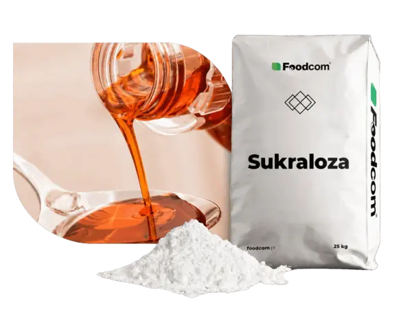 Sukraloza co to? Słodzik w proszku i płynie, opakowanie Foodcom 25 kg.