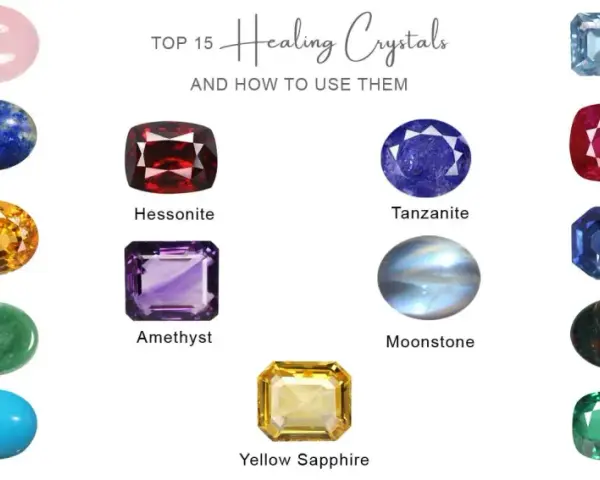 Discover the healing power of crystals. This image showcases top healing stones like Rose Quartz, Amethyst, and Citrine, each with unique properties.
