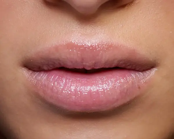 Labios con microblading en tonos rosados y brillantes. Los colores del microblading labios realzan la naturalidad.