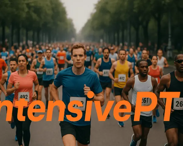 Löpare i ett maratonlopp, fokuserade och uthålliga.