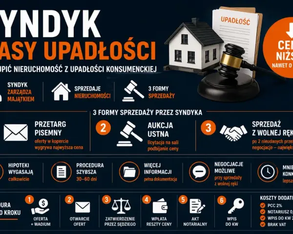 Syndyk masy upadłościowej zarządza majątkiem, sprzedaje nieruchomości. Brak majątku nie jest przeszkodą w zakupie. Ceny niższe nawet o 40-50%.