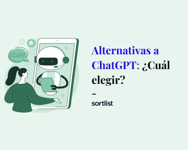 Ilustración de una persona interactuando con un chatbot en una pantalla, explorando aplicaciones parecidas a ChatGPT para elegir la mejor.