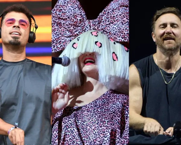 DJ Afrojack, Sia w panterce i David Guetta – sia beautiful people na scenie.