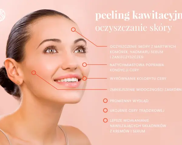 Peeling kawitacyjny to głębokie oczyszczanie skóry, które usuwa martwe komórki, sebum i zanieczyszczenia, poprawiając jej kondycję.