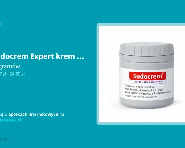 Sudocrem Expert krem barierowy, 60g. Czy sudocrem jest dobry na rany? Tak, chroni skórę przed podrażnieniami i odparzeniami.