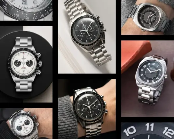 Kolekcja najlepszych zegarków na świecie: Heuer Monaco, Tudor, Omega Speedmaster, Hermès i Cartier.