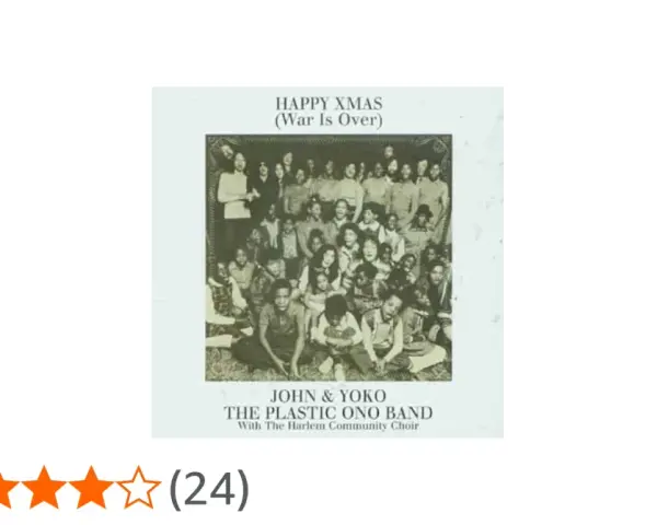 John & Yoko's "Happy Xmas (War Is Over)" cover: Eine Gruppe von Kindern und Erwachsenen posiert für ein Foto. Der Krieg ist vorbei.