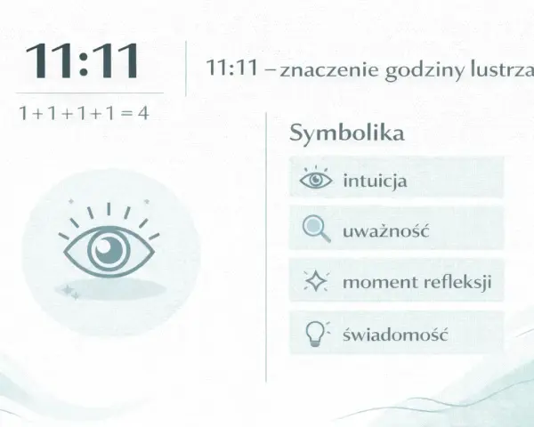 Numerologia 7 i 11: godzina 11:11 symbolizuje intuicję, uważność, refleksję i świadomość.