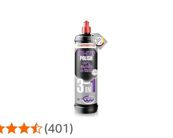 En flaska Menzerna One-Step Polish, en 3-i-1 produkt för bilvård som ger cut, gloss och wax.