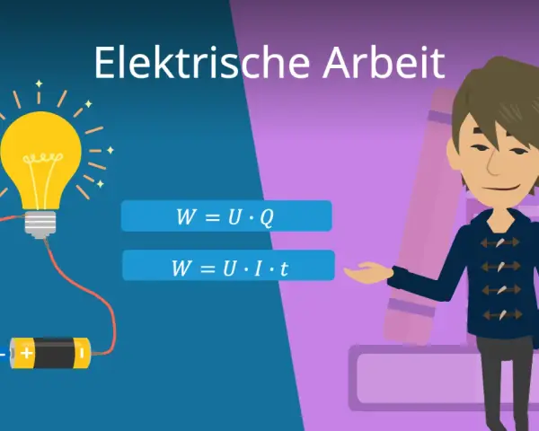 Elektrische Arbeit: Glühbirne, Batterie und Formeln für Energie (Joule). Ein Junge erklärt die Formeln.