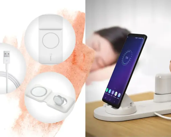 Ladda din iPhone med iPhone-laddare och trådlös laddningsstation för flera enheter.