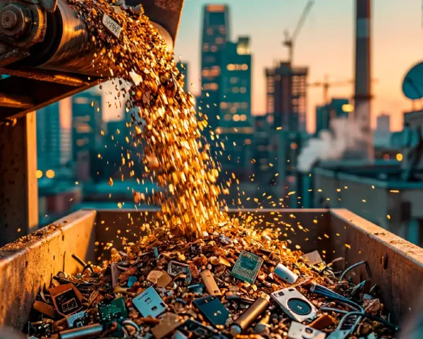 Scarti elettronici in lavorazione, un tesoro di metalli preziosi come il rodio, dove trovare il futuro riciclo.