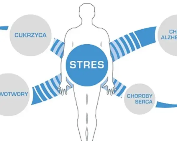 Stres jako źródło chorób cywilizacyjnych: cukrzyca, nowotwory, choroby serca, alergie, otyłość, choroba Alzheimera, anoreksja, bulimia, hipowitaminoza.