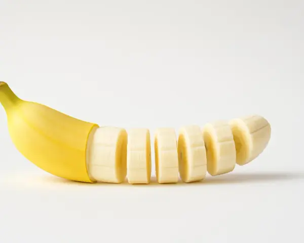 Una banana tagliata a fette, un modo gustoso per capire come aumentare la serotonina naturalmente.