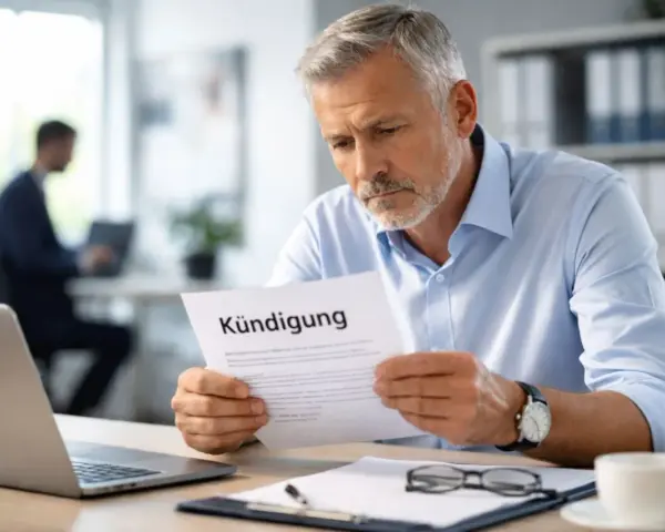 Ein Mann liest seine Kündigung. Er ist über 55 und fragt sich, ob er noch eine Nachtschicht machen muss.