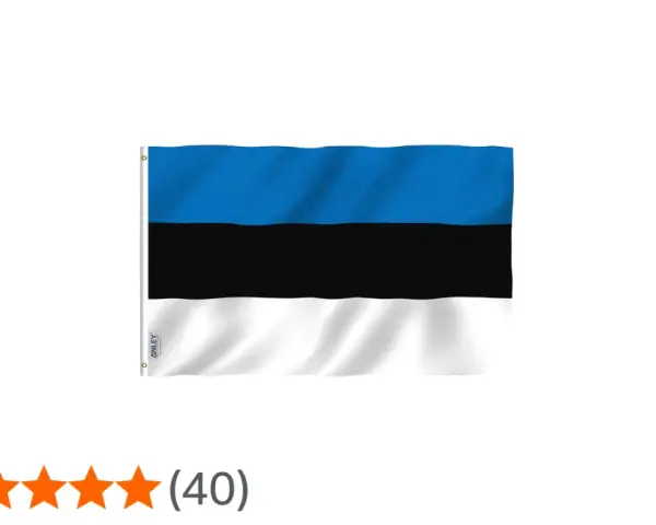 Flaga Estonii: niebieski, czarny i biały pasy. Symbolizuje niebo, ziemię i pokój.