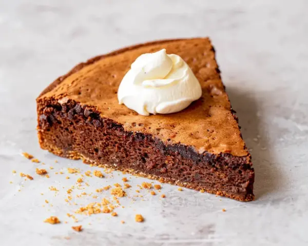 En bit chokladkaka med vispad grädde, perfekt för dig som vill baka med proteinpulver.
