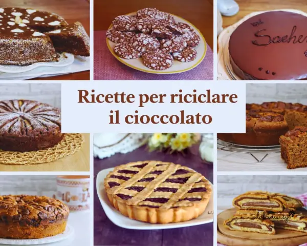 Collage di dolci al cioccolato: torte, biscotti e crostata. Idee creative su cosa fare con il cioccolato avanzato per deliziare tutti.
