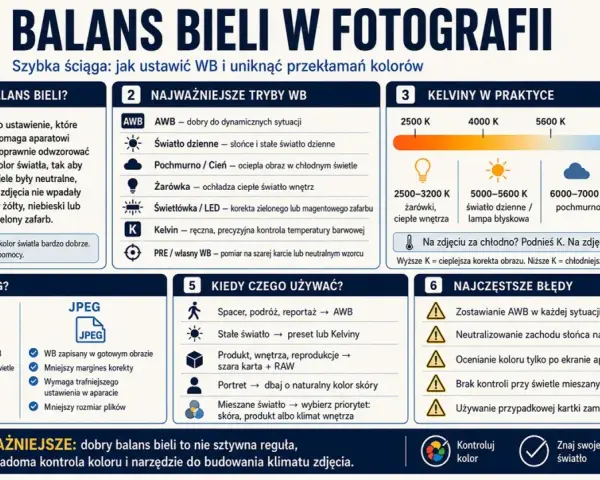 Światło dzienne ma ok. 5000-5600 K. Dowiedz się, jak ustawić balans bieli, by uniknąć przekłamań kolorów.