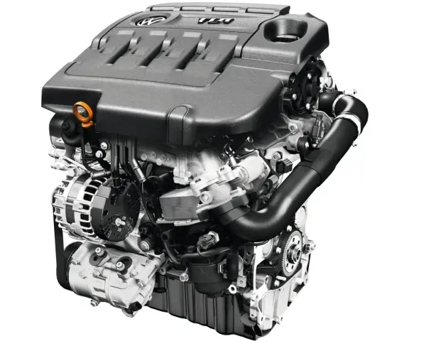 Silnik 2.0 TDI CR z turbosprężarką i osprzętem, gotowy do montażu.