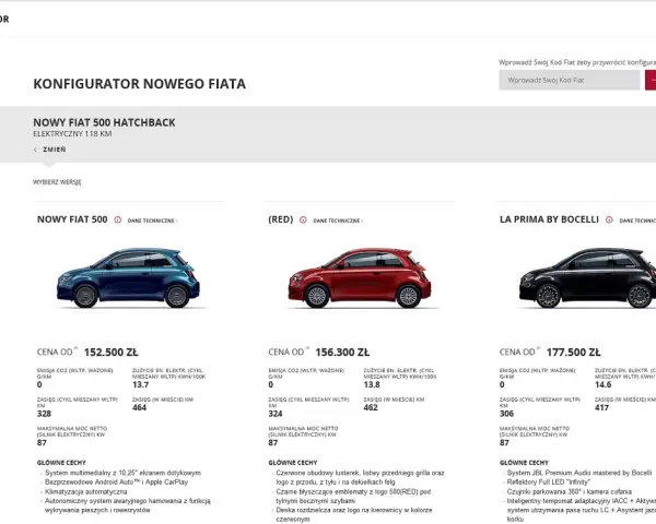 Nowy Fiat 500: poznaj jego cenę i wersje. Elektryczny, z zasięgiem do 464 km.