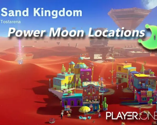 El reino de las arenas, Tostarena, con sus coloridas construcciones y dunas rojas, es el escenario perfecto para encontrar energilunas.