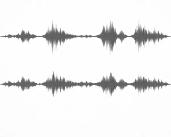 Dwa wykresy fal dźwiękowych pokazują duży **dynamic range** – od cichych fragmentów po głośne szczyty.