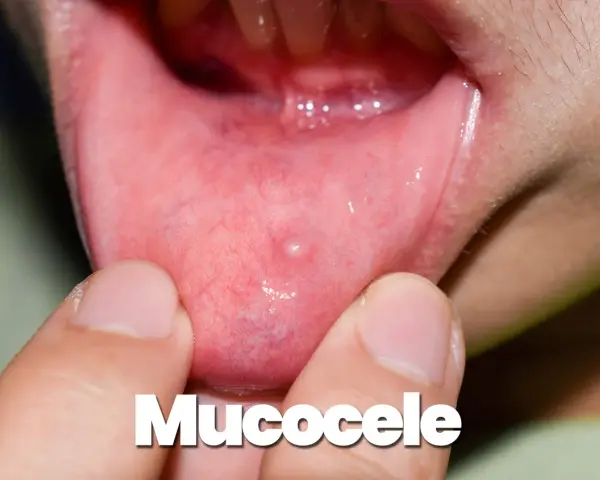 Piccolo mucocele sulle labbra, una piccola cisti piena di liquido che può comparire all'interno della bocca.