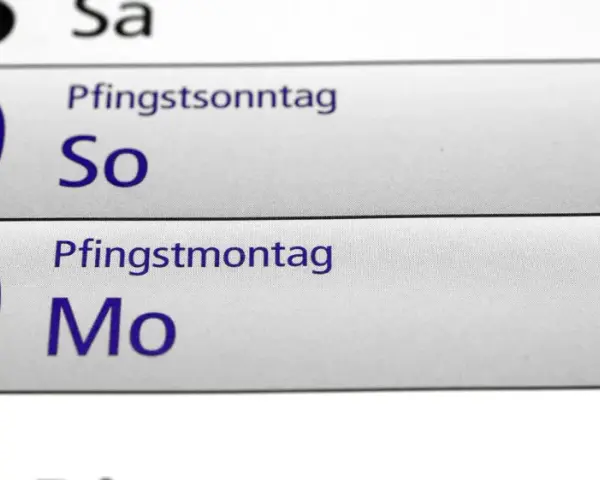 Kalenderblatt zeigt den 20. Mai als Pfingstmontag. Ein Feiertag, der zum Entspannen einlädt.