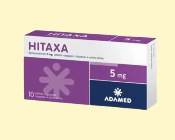 Hitaxa 5 mg to lek na alergię, który pomaga złagodzić objawy takie jak katar czy swędzenie.
