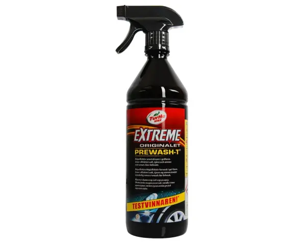 En flaska Turtle Wax Extreme Originalet Prewash-T, en högeffektiv gel för att lösa upp salt, tjära och annan svår smuts före biltvätt.