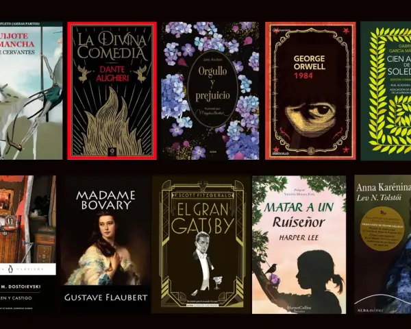 Selección de los mejores relatos cortos: "Don Quijote", "La Divina Comedia", "Orgullo y Prejuicio", "1984", "Cien Años de Soledad", "Crimen y Castigo", "Madame Bovary", "El Gran Gatsby", "Matar a un Ruiseñor" y "Anna Karénina".