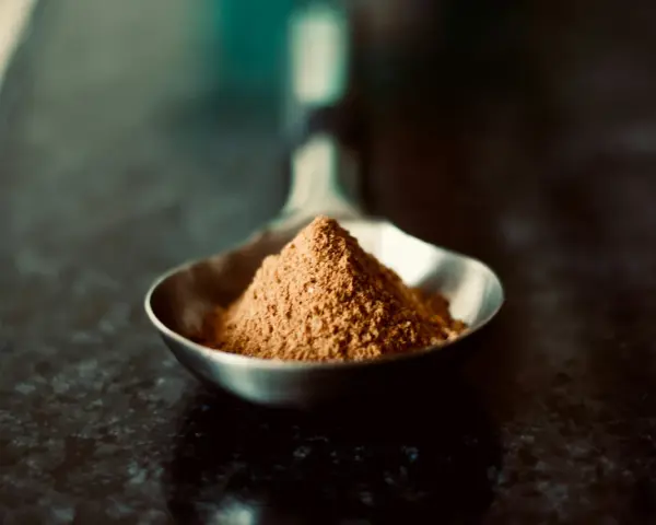 Cuillère remplie de sucre rapadura, un ingrédient naturel aux nombreux bienfaits pour la santé.