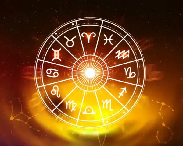 Koło zodiaku z symbolami znaków. Sprawdź swój horoskop dzienny na jutro i odkryj, co gwiazdy przygotowały dla Ciebie!