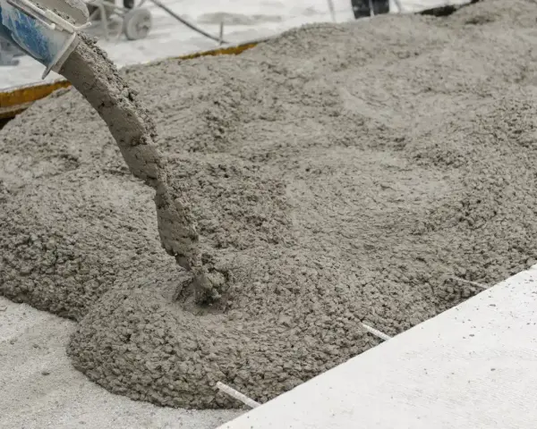 Coulée de béton frais d'une toupie 7m3. Le prix de ce volume est compétitif pour vos projets.