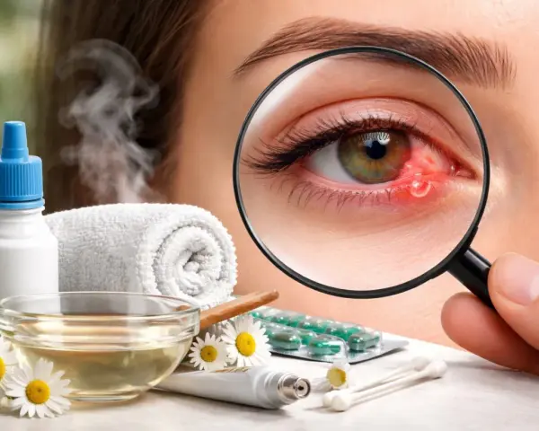 Occhio arrossato e infiammato, con un piccolo brufolo. Rimedi naturali e farmaci per il problema "olio nell'occhio cosa fare".