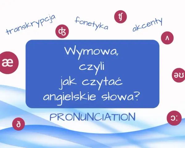 Grafika o wymowie angielskich słów. Pokazuje transkrypcję, fonetykę, akcenty i symbole samogłosek w angielskim.