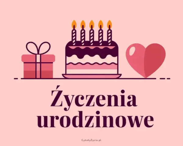 Kochana, wszystkiego najlepszego z okazji urodzin! Uroczy tort, prezent i serce na różowym tle.