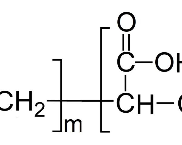 Struktura chemiczna kopolimeru z grupami etylenowymi i karboksylowymi.