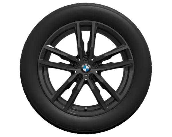 Cerchi BMW 19 M Sport originali, neri, con design a 5 razze sdoppiate e logo M.