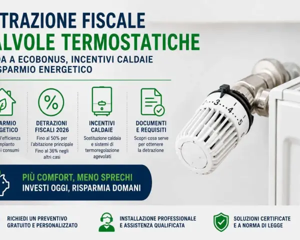 Detrazione fiscale per valvole termostatiche e incentivi caldaie. Risparmio energetico e comfort con la mera sostituzione caldaia.