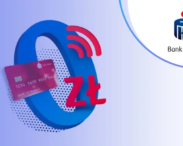 Karta PKO BP 500+ z symbolem złotówki i sygnałem Wi-Fi.