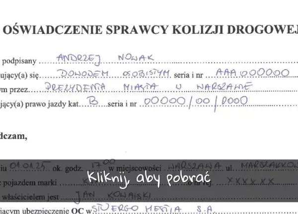 Kolizja bez Policji? Napisz oświadczenie i uzyskaj odszkodowanie!