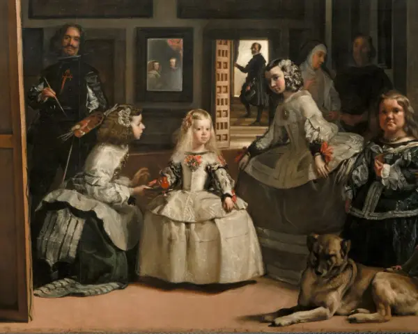Comentario de Las Meninas: Velázquez pinta a la infanta Margarita y su corte, un perro y a sí mismo.